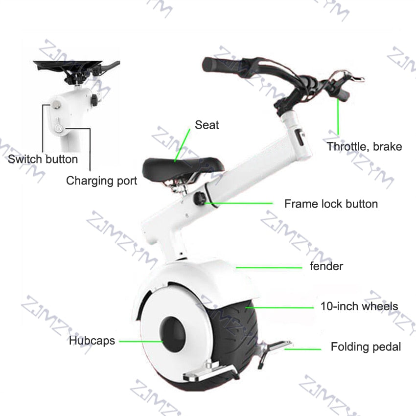 Smart Electric Scooter One Wheel Self Balancing Scooters Motor 60V 800W Folding Electric Unicycle Scooter With Brake System 50KM