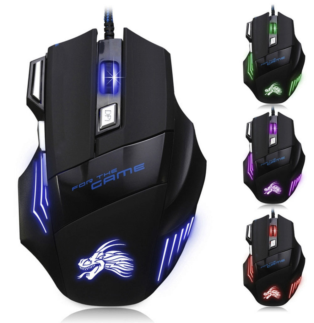 Gaming Mouse 5500DPI 7 Button LED Optical USB Wired