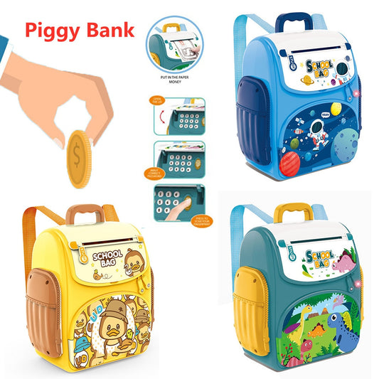 Electronic Piggy Bank Backpack Safe Automatic Cash Coin