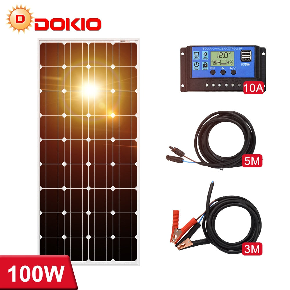 Dokio 18V 100W 200W 400W Waterproof New Solar Panel Set Controller For Home Charge 12V Car battery