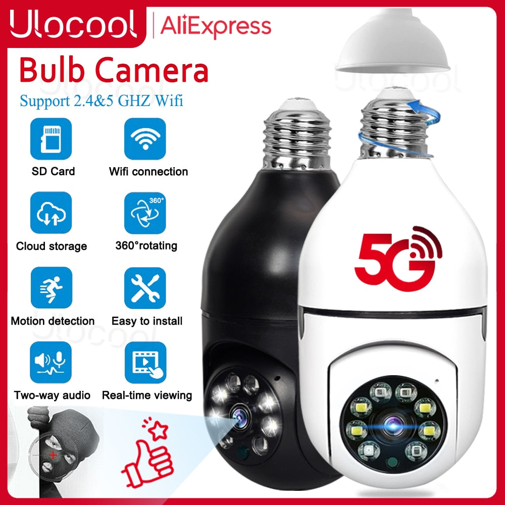 5G Wifi E27 Bulb Surveillance Camera Night Vision Wireless