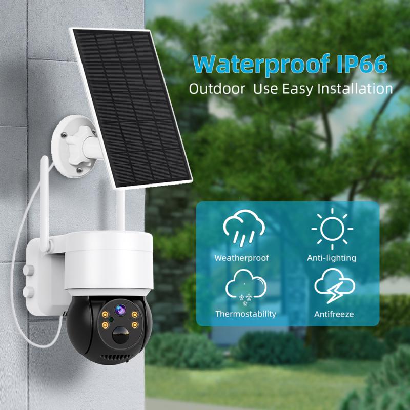 Solar Camera Wifi Outdoor HD 2MP Security PTZ Night Vision IP Waterproof