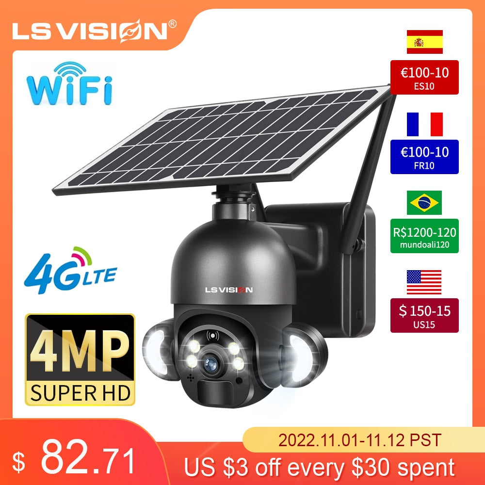 LS VISION 4MP WIFI Security Camera 6W Solar