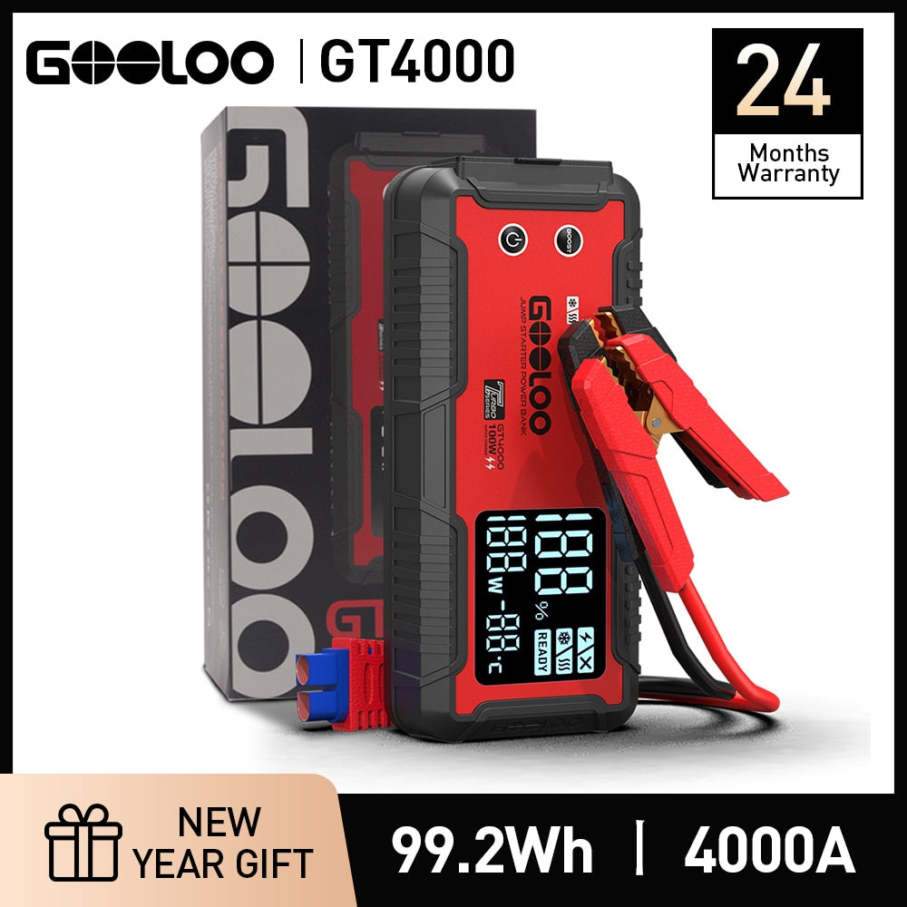 12V Car Jump Starter 4000A Car Battery Starter Portable Power Bank