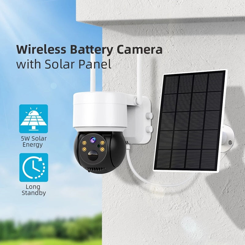 Solar Camera Wifi Outdoor HD 2MP Security PTZ Night Vision IP Waterproof