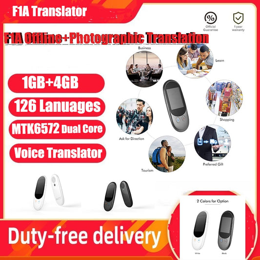 F1A Smart Instant Voice Offline Translator  Real Time 126 Kinds Of Multi-Languages 1GB+4GB Translation Tool Portable