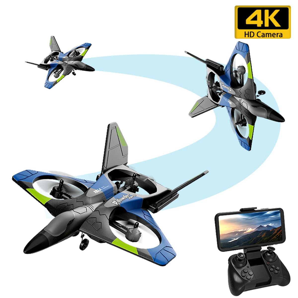 V27 Blue/Red Airplane 4K HD Oversized Remote Control