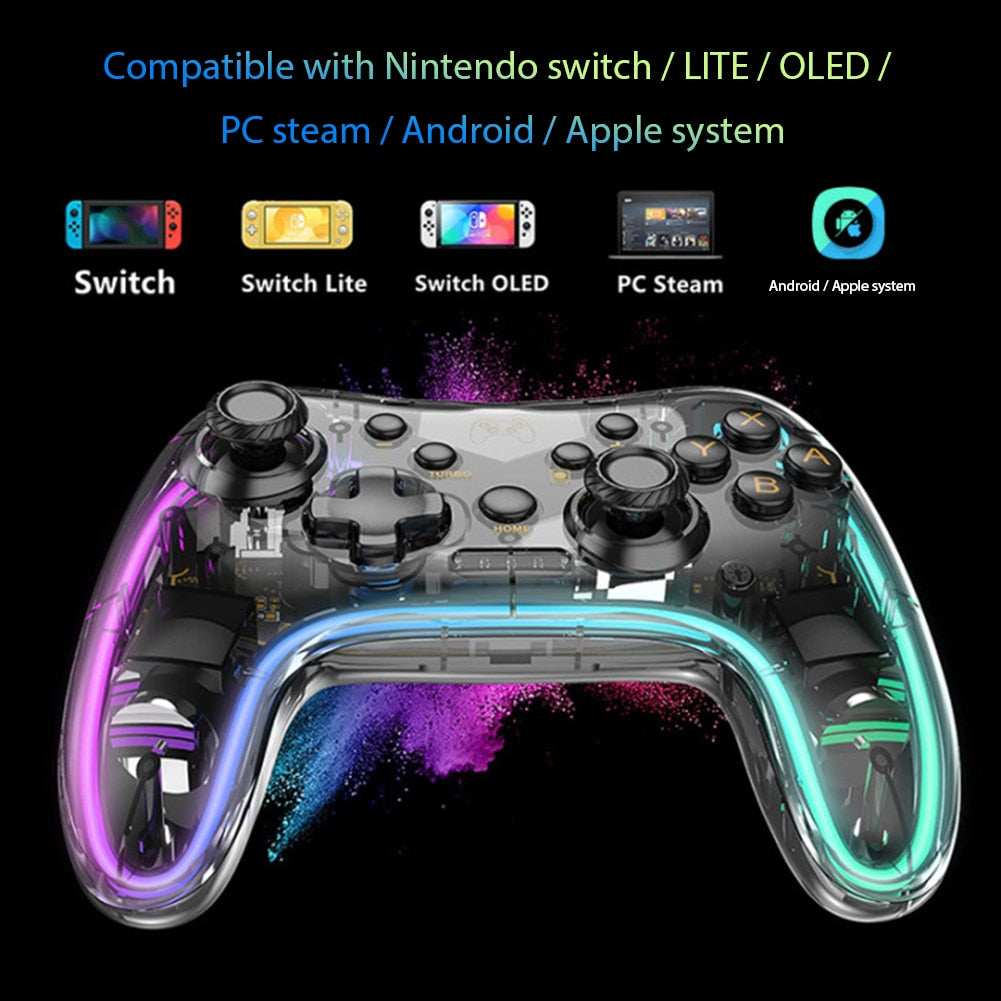 Wireless Gamepad for Nintendo Switch Pro Lite OLED PC Mobile Phone Transparent Controller